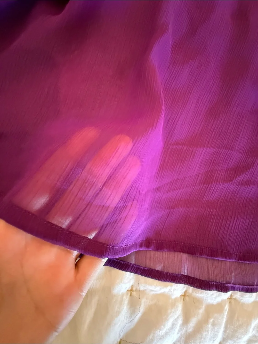a.n.a Purple Crochet-Trim Sheer Flutter Sleeve Blouse